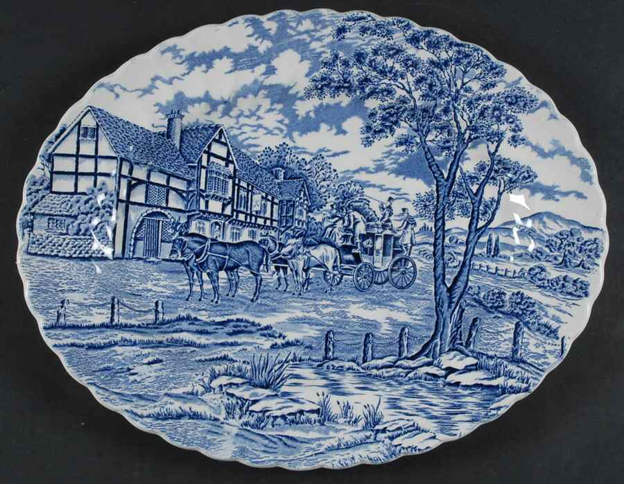 Royal Mail Blue 14" Oval Serving Platter by Myott Staffordshire-1