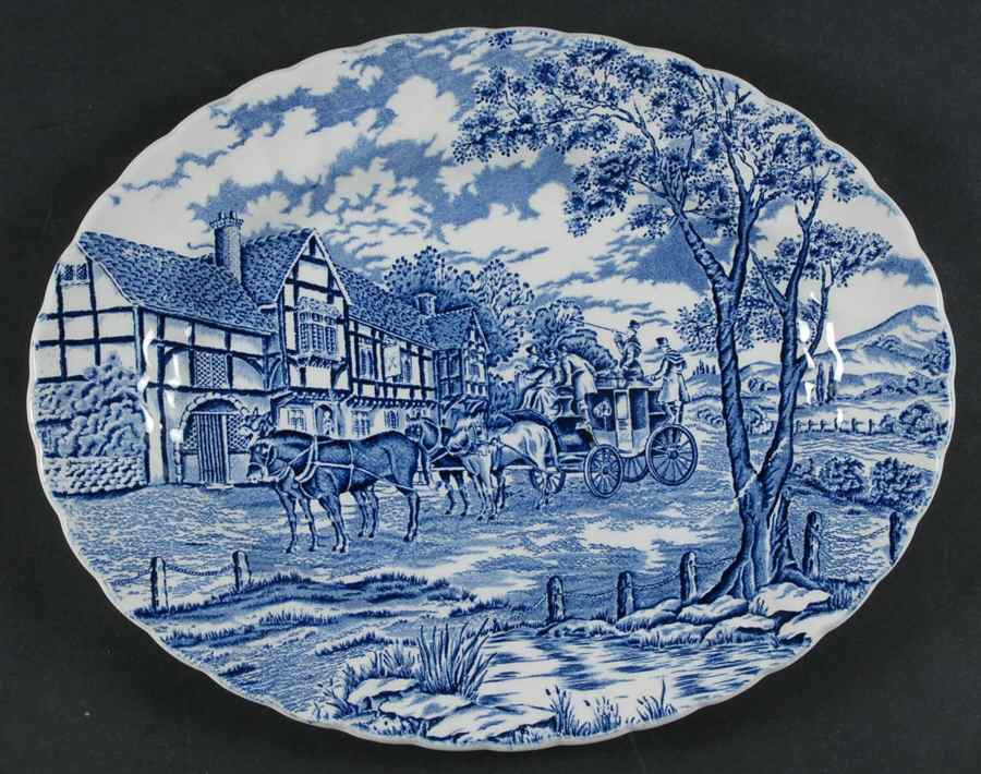 Royal Mail Blue 12" Oval Serving Platter by Myott Staffordshire-1