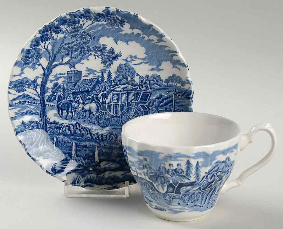 Royal Mail Blue Flat Cup & Saucer Set by Myott Staffordshire-1