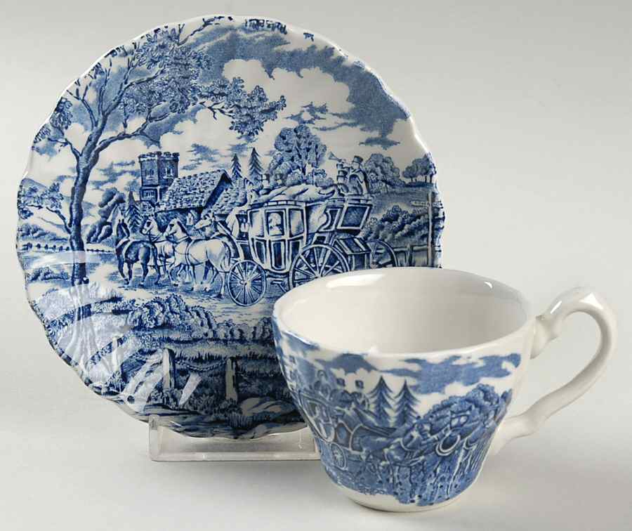 Royal Mail Blue Flat Demitasse Cup & Saucer Set by Myott Staffordshire-1