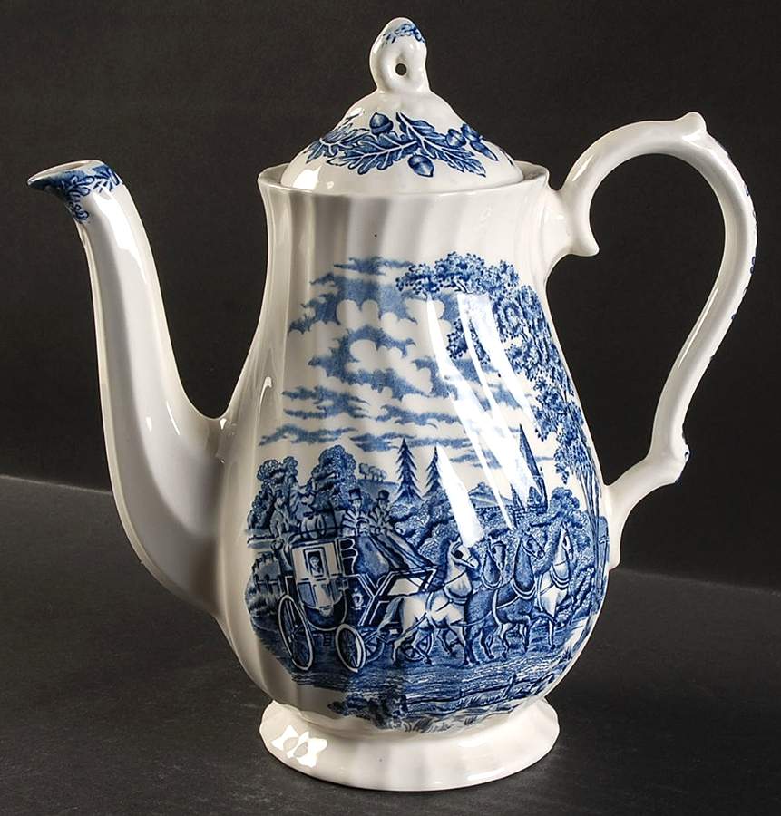 Royal Mail Blue Coffee Pot & Lid by Myott Staffordshire-1