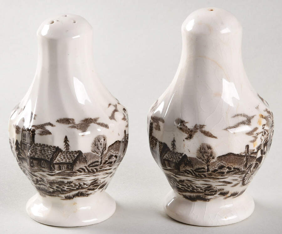 Royal Mail Brown (White Background) Salt & Pepper Set by Myott Staffordshire-1