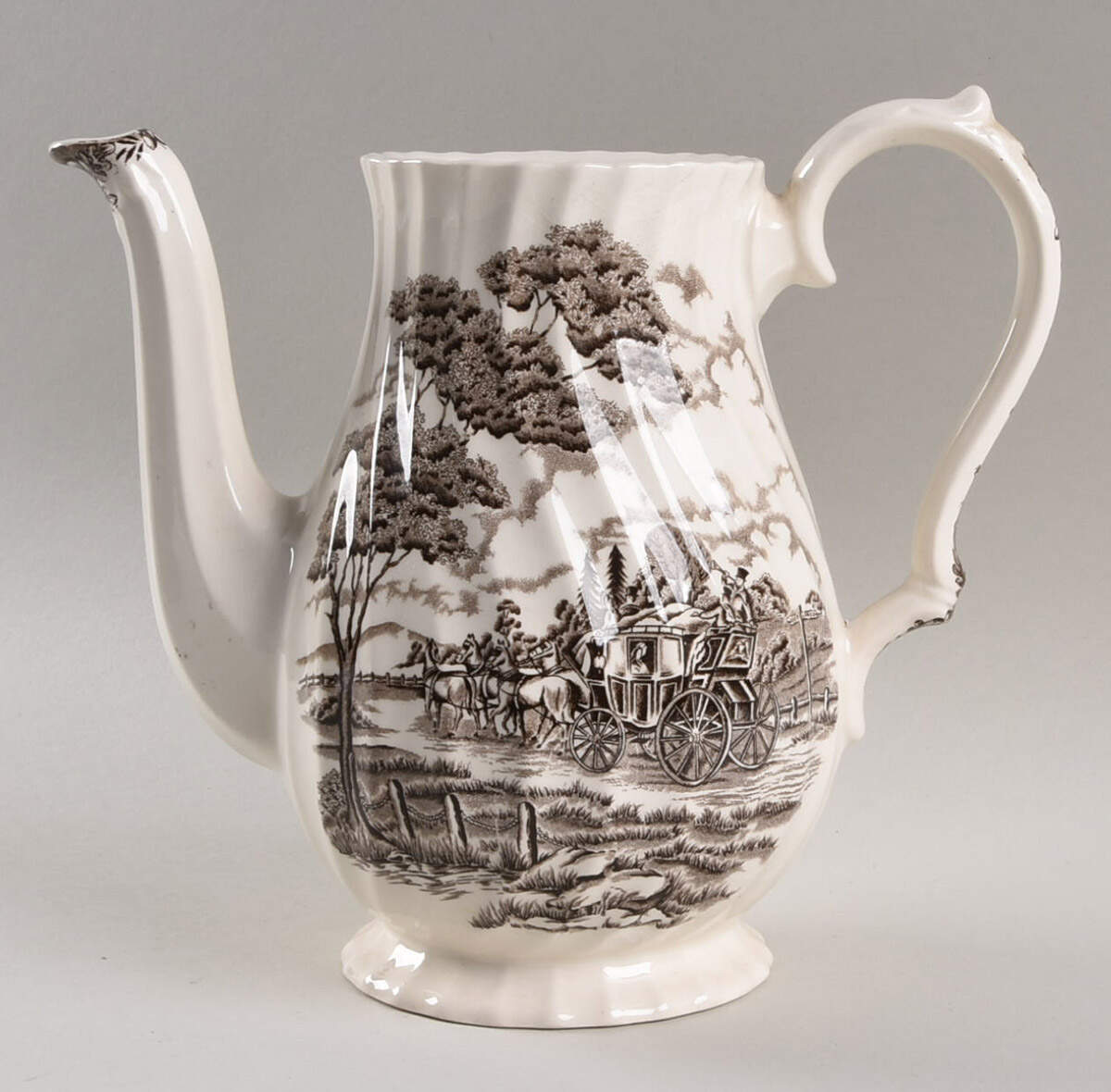 Royal Mail Brown (White Background) Coffee Pot No Lid by Myott Staffordshire-1