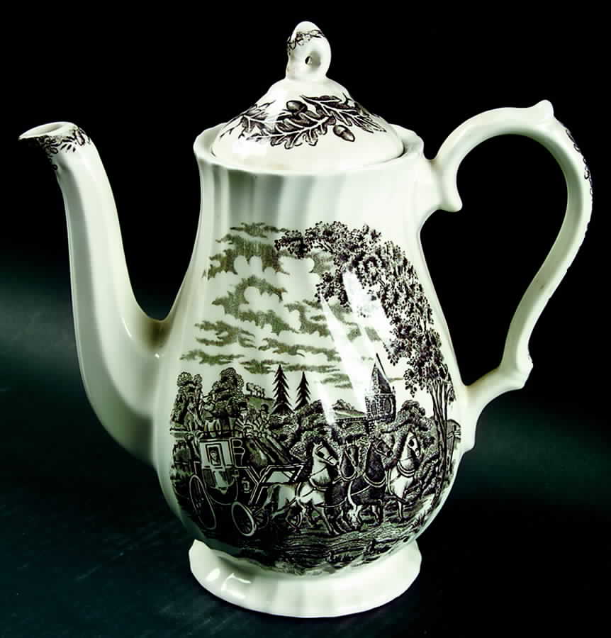 Royal Mail Brown (White Background) Coffee Pot & Lid by Myott Staffordshire-1