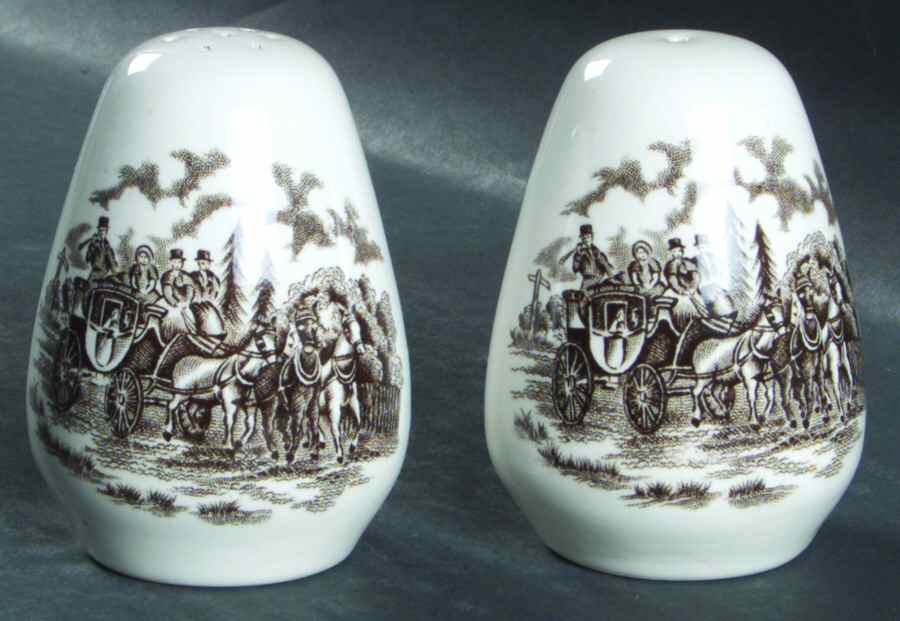 Royal Mail Brown (White Background) Salt & Pepper Set by Myott Staffordshire-1