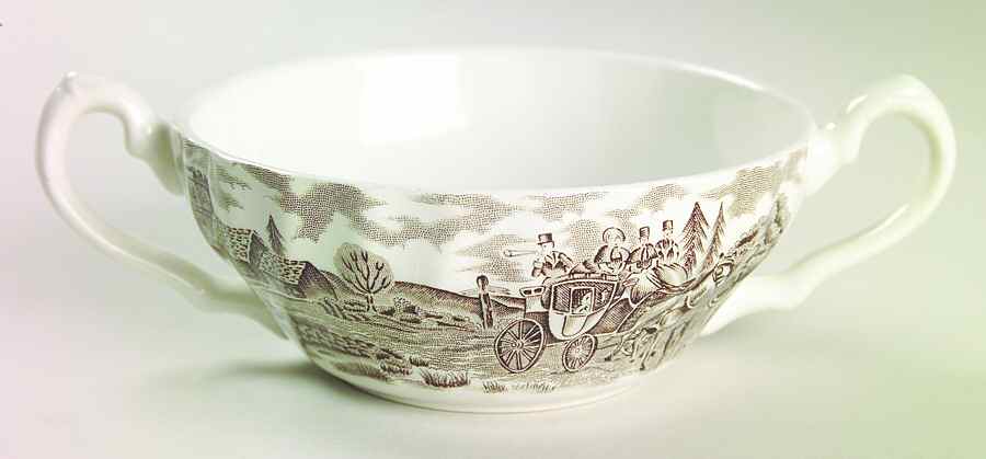 Royal Mail Brown (White Background) Flat Cream Soup Bowl by Myott Staffordshire-1