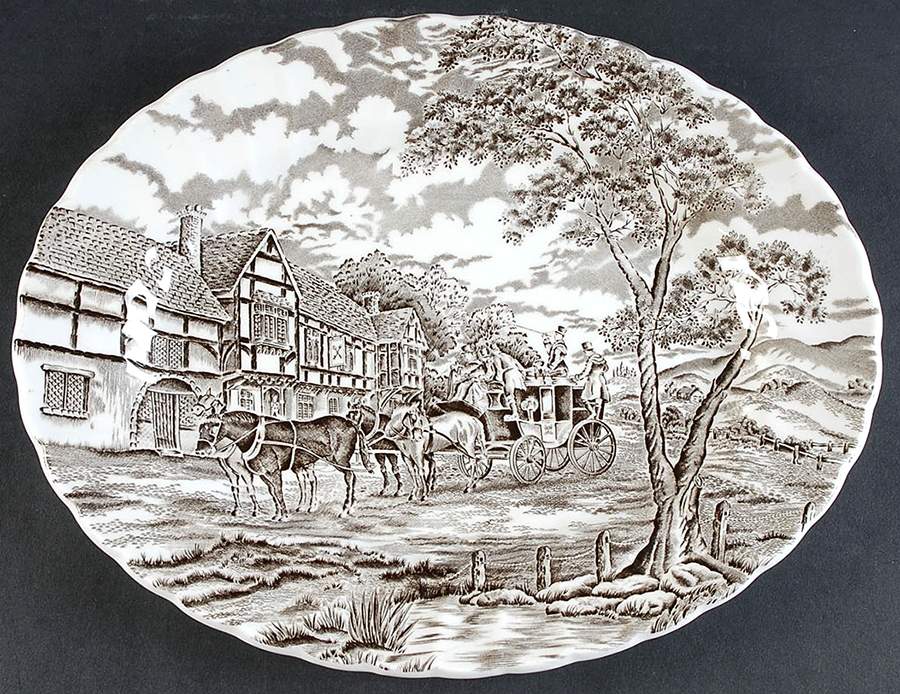 Royal Mail Brown (White Background) 12" Oval Serving Platter by Myott Staffordshire-1