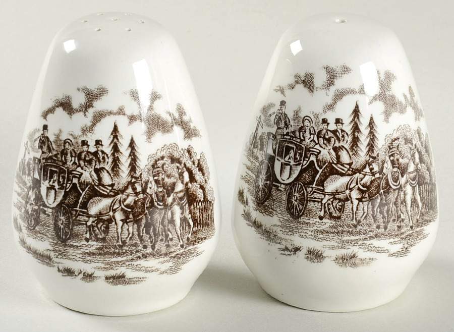 Royal Mail Brown (White Background) Salt & Pepper Set by Myott Staffordshire-1