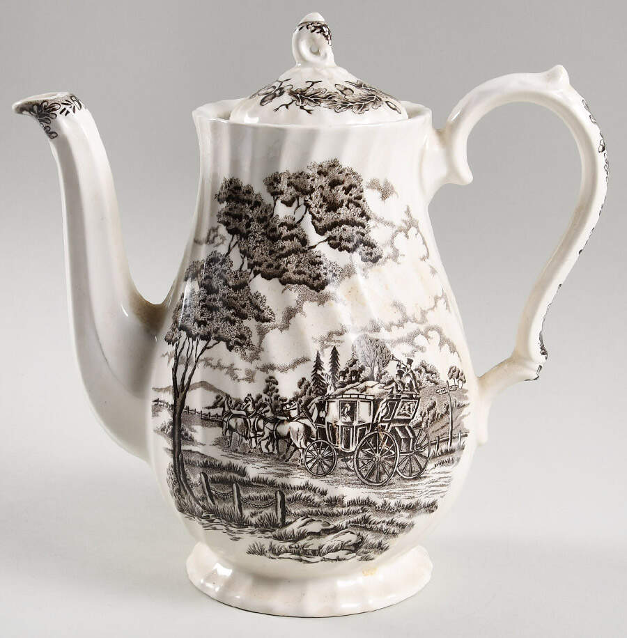 Royal Mail Brown (Cream Background) Coffee Pot & Lid by Myott Staffordshire-1