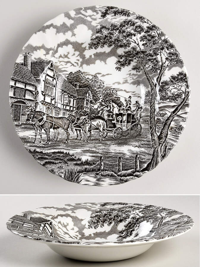 Royal Mail Brown (Cream Background) Rim Soup Bowl by Myott Staffordshire-1