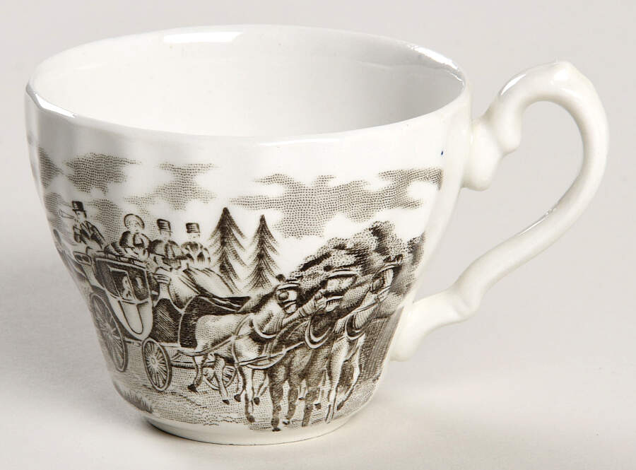 Royal Mail Brown (Cream Background) Flat Demitasse Cup by Myott Staffordshire-1