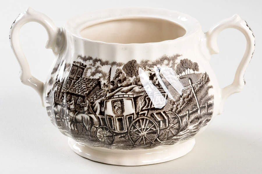 Royal Mail Brown (Cream Background) Sugar Bowl No Lid by Myott Staffordshire-1