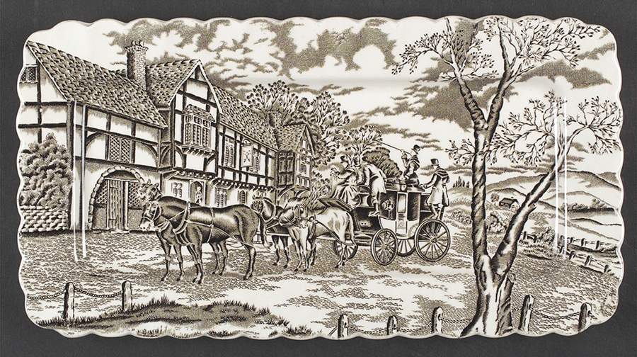 Royal Mail Brown (Cream Background) Large Sandwich Tray by Myott Staffordshire-1