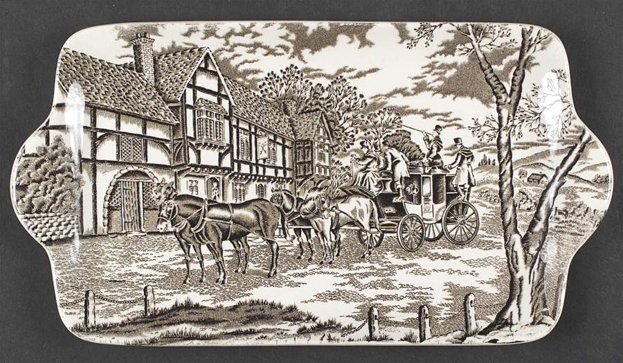 Royal Mail Brown (Cream Background) Tray for Creamer & Sugar with Lid by Myott Staffordshire-1