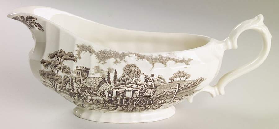 Royal Mail Brown (Cream Background) Gravy Boat by Myott Staffordshire-1