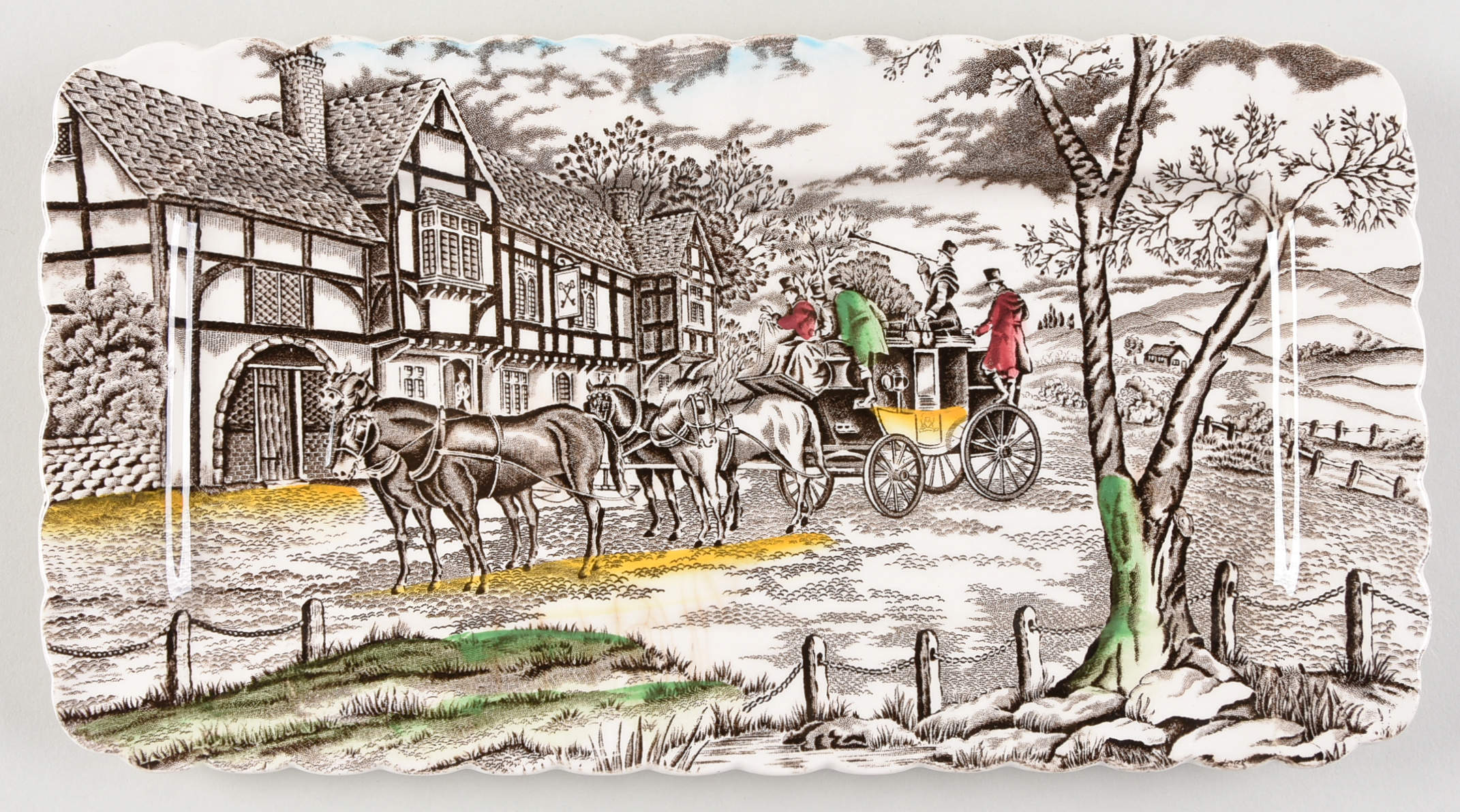 Royal Mail Multicolor (Cream Background) Large Sandwich Tray by Myott Staffordshire-1