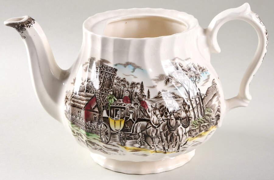 Royal Mail Multicolor (Cream Background) Teapot No Lid by Myott Staffordshire-1