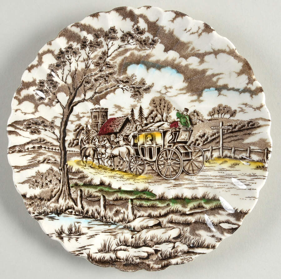 Royal Mail Multicolor (Cream Background) Saucer for Cream Soup Bowl by Myott Staffordshire-1