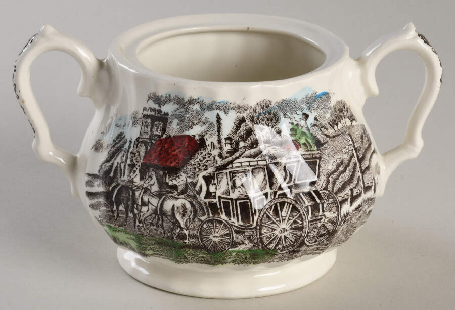 Royal Mail Multicolor (Cream Background) Sugar Bowl No Lid by Myott Staffordshire-1