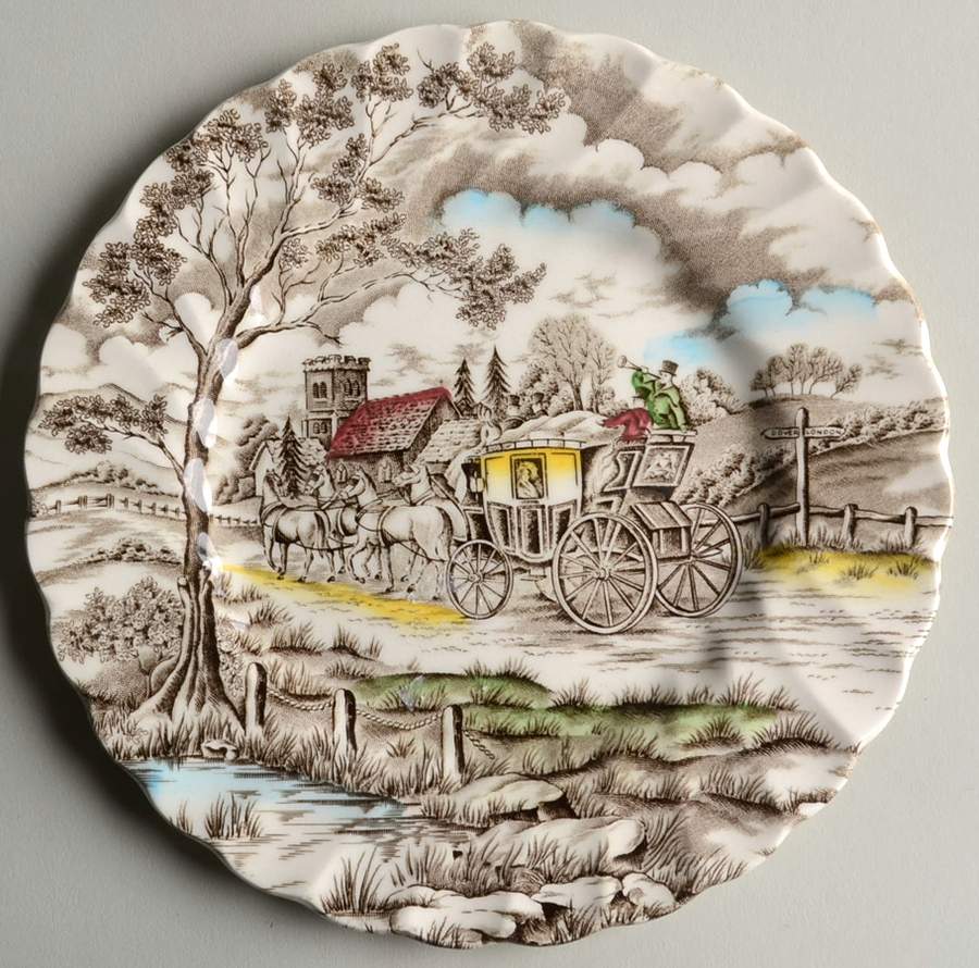 Royal Mail Multicolor (Cream Background) Bread & Butter Plate by Myott Staffordshire-1