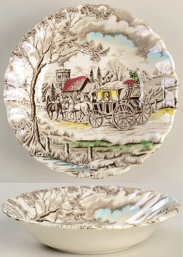 Royal Mail Multicolor (Cream Background) Fruit/Dessert (Sauce) Bowl by Myott Staffordshire-1