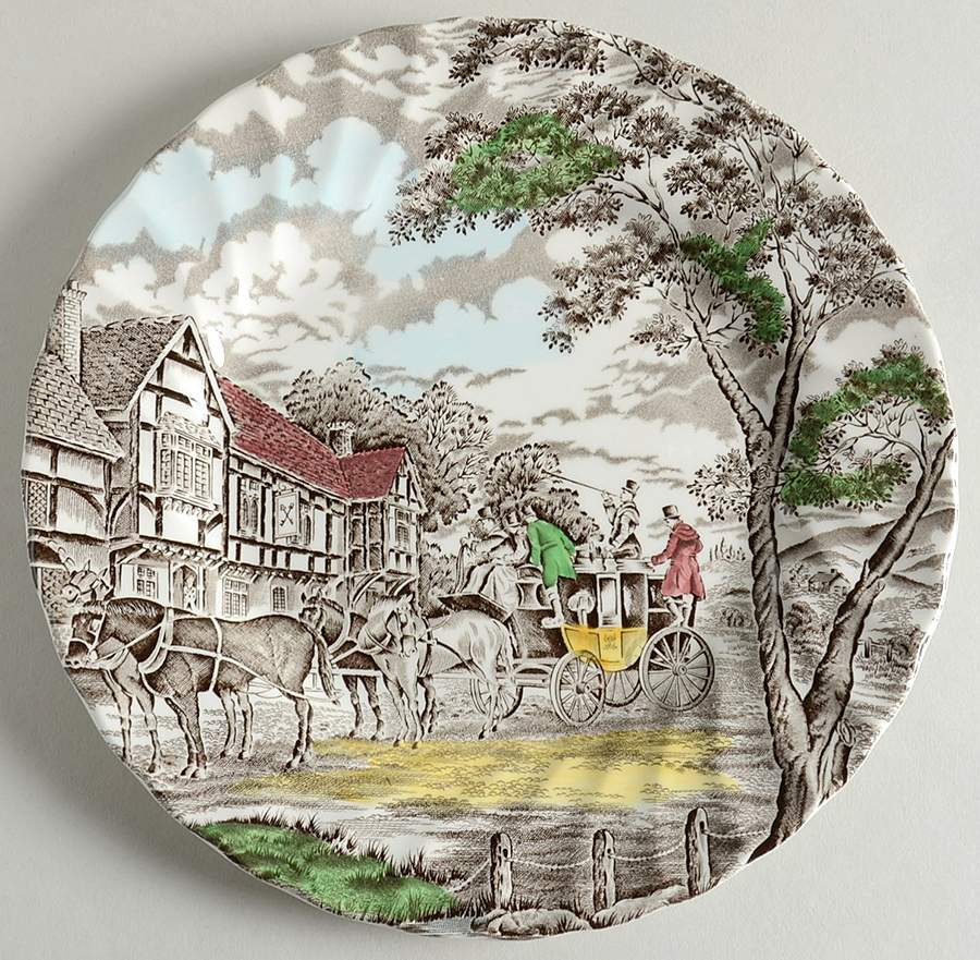 Royal Mail Multicolor (Cream Background) Luncheon Plate by Myott Staffordshire-1