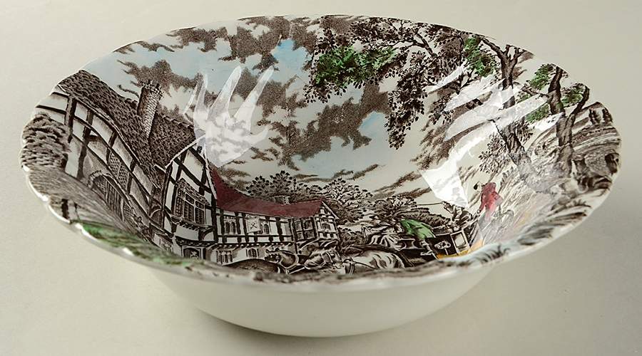 Royal Mail Multicolor (Cream Background) 8" Round Vegetable Bowl by Myott Staffordshire-1