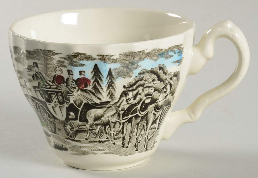 Royal Mail Multicolor (Cream Background) Flat Cup by Myott Staffordshire-1