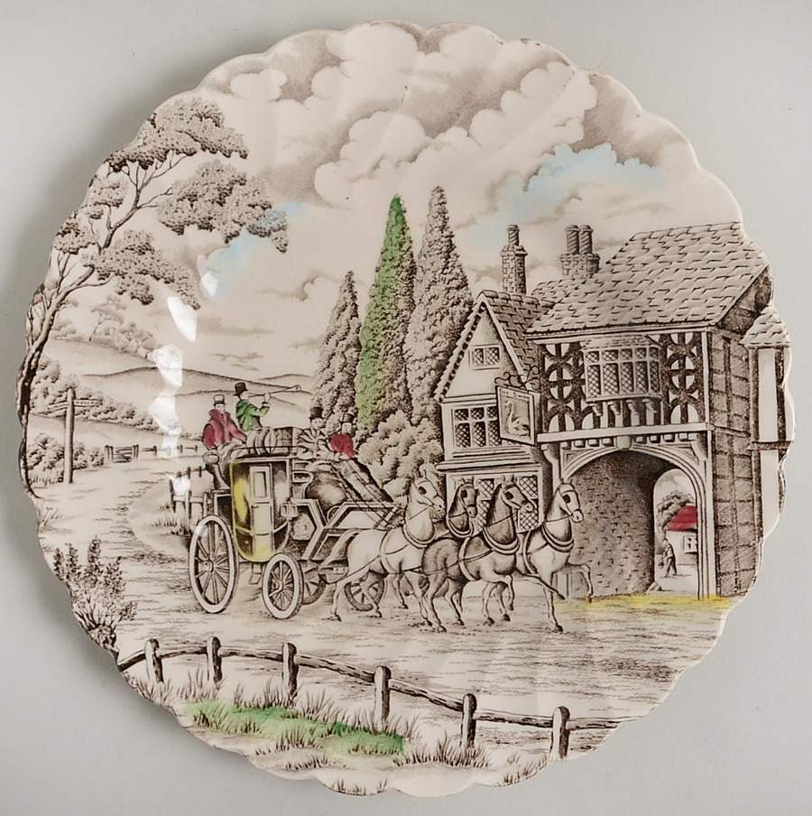 Royal Mail Multicolor (Cream Background) Salad Plate by Myott Staffordshire-1