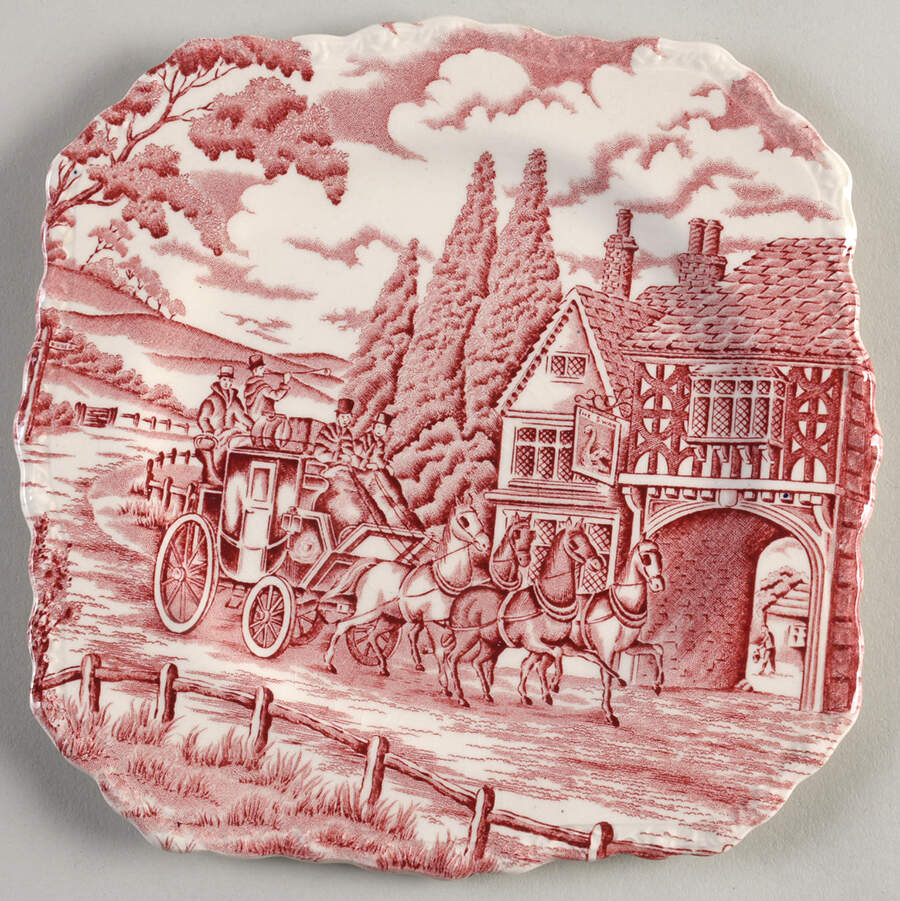 Royal Mail Red Square Salad Plate by Myott Staffordshire-1