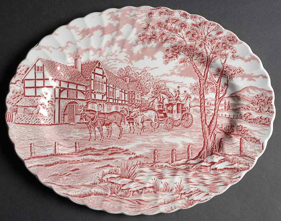 Royal Mail Red 14" Oval Serving Platter by Myott Staffordshire-1