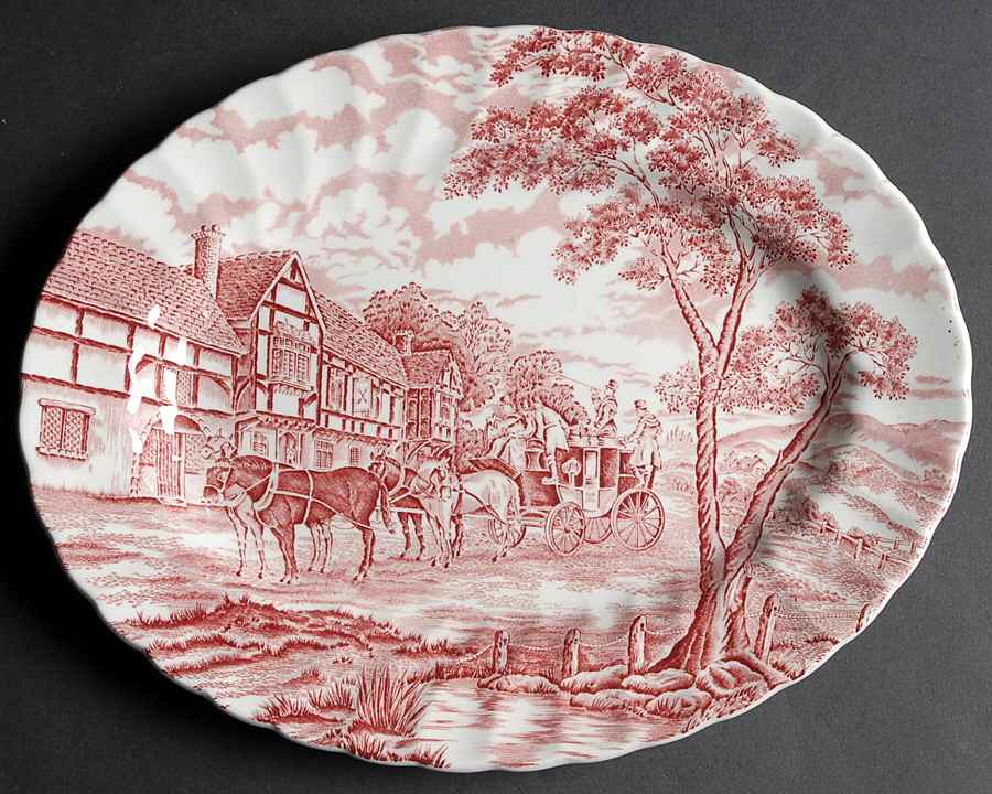 Royal Mail Red 12" Oval Serving Platter by Myott Staffordshire-1