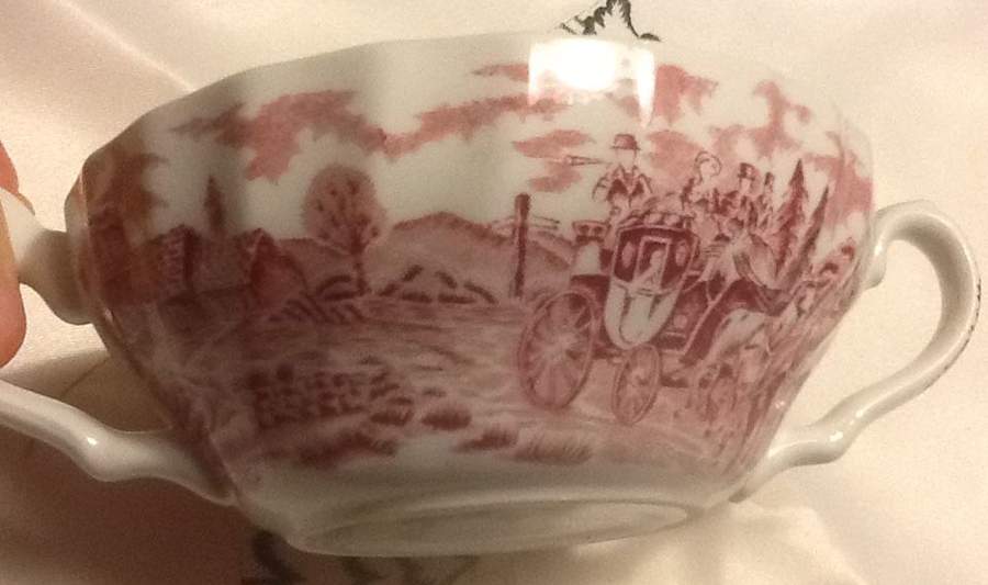 Royal Mail Red Flat Cream Soup Bowl by Myott Staffordshire-1