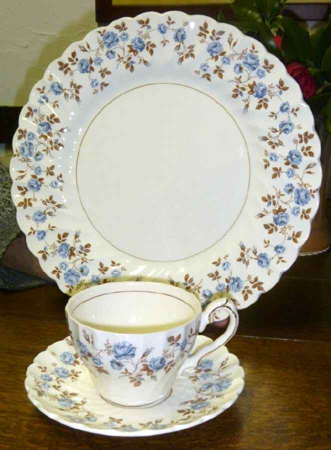 Rosanna Blue Flat Cup & Saucer Set by Myott Staffordshire-1