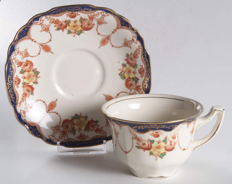 Rosemary (Square, Scalloped) Flat Cup & Saucer Set by Myott Staffordshire-1