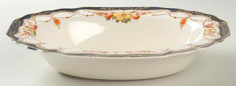 Rosemary (Square, Scalloped) 9" Oval Vegetable Bowl by Myott Staffordshire-1