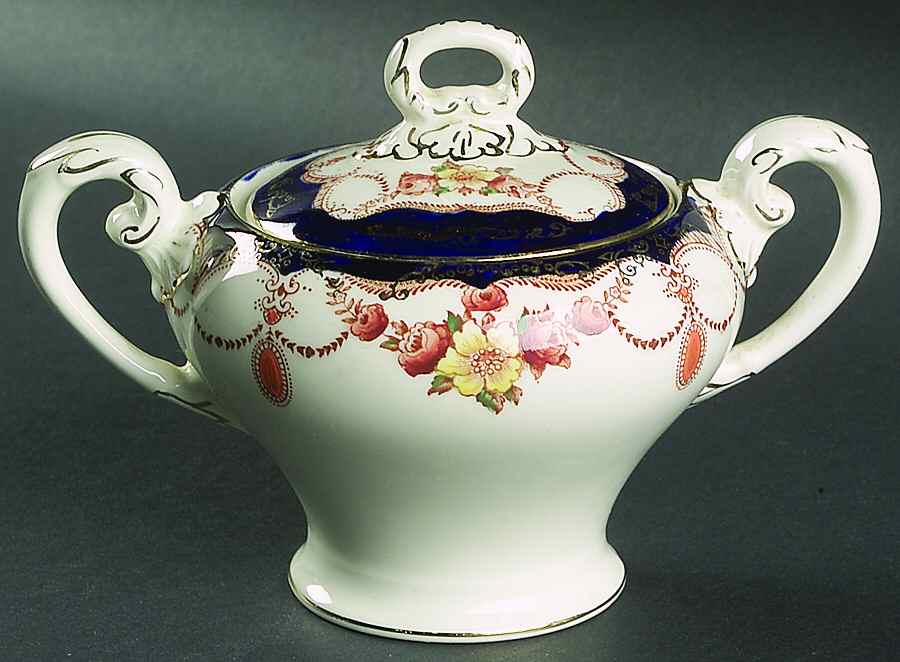 Rosemary (Smooth) Sugar Bowl & Lid by Myott Staffordshire-1