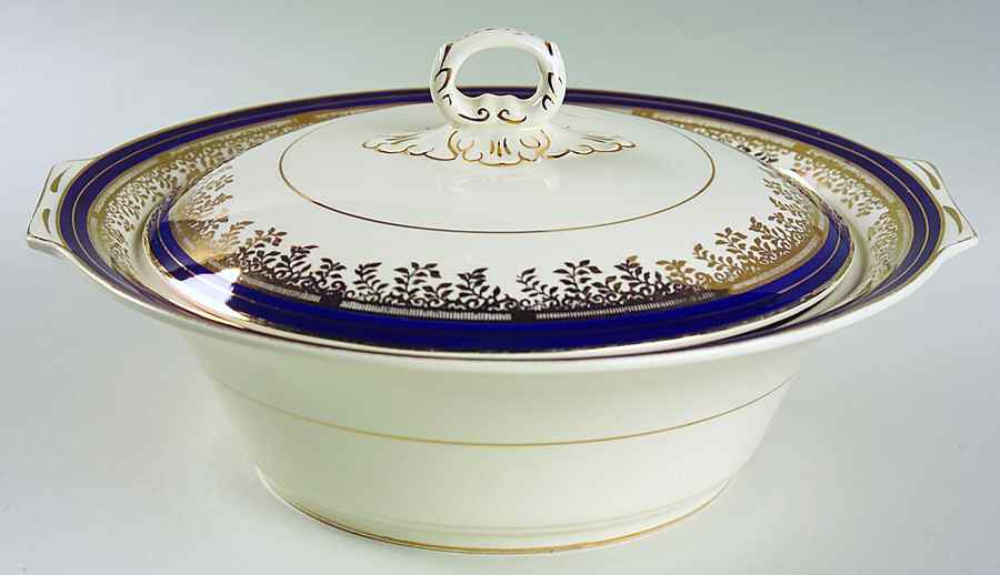 Royalty Cobalt Blue Round Covered Vegetable by Myott Staffordshire-1