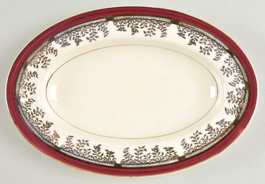 Royalty Maroon Band Relish/Gravy Underplate by Myott Staffordshire-1