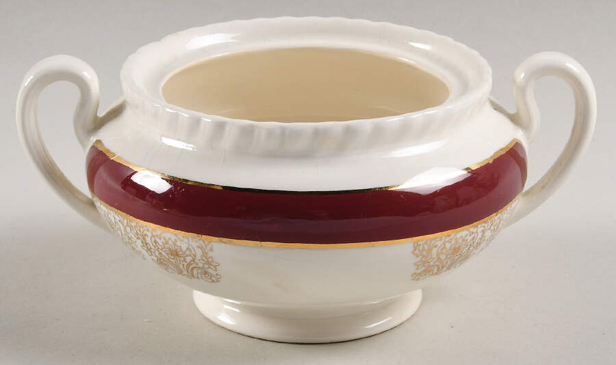 Royalty Maroon Band Sugar Bowl No Lid by Myott Staffordshire-1