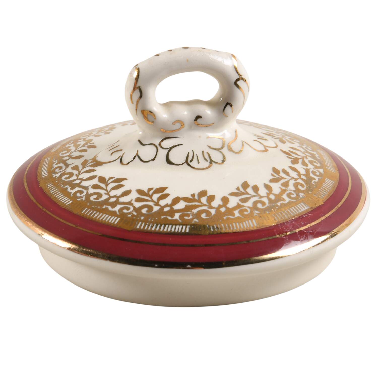 Royalty Maroon Band Lid for Sugar Bowl by Myott Staffordshire-1