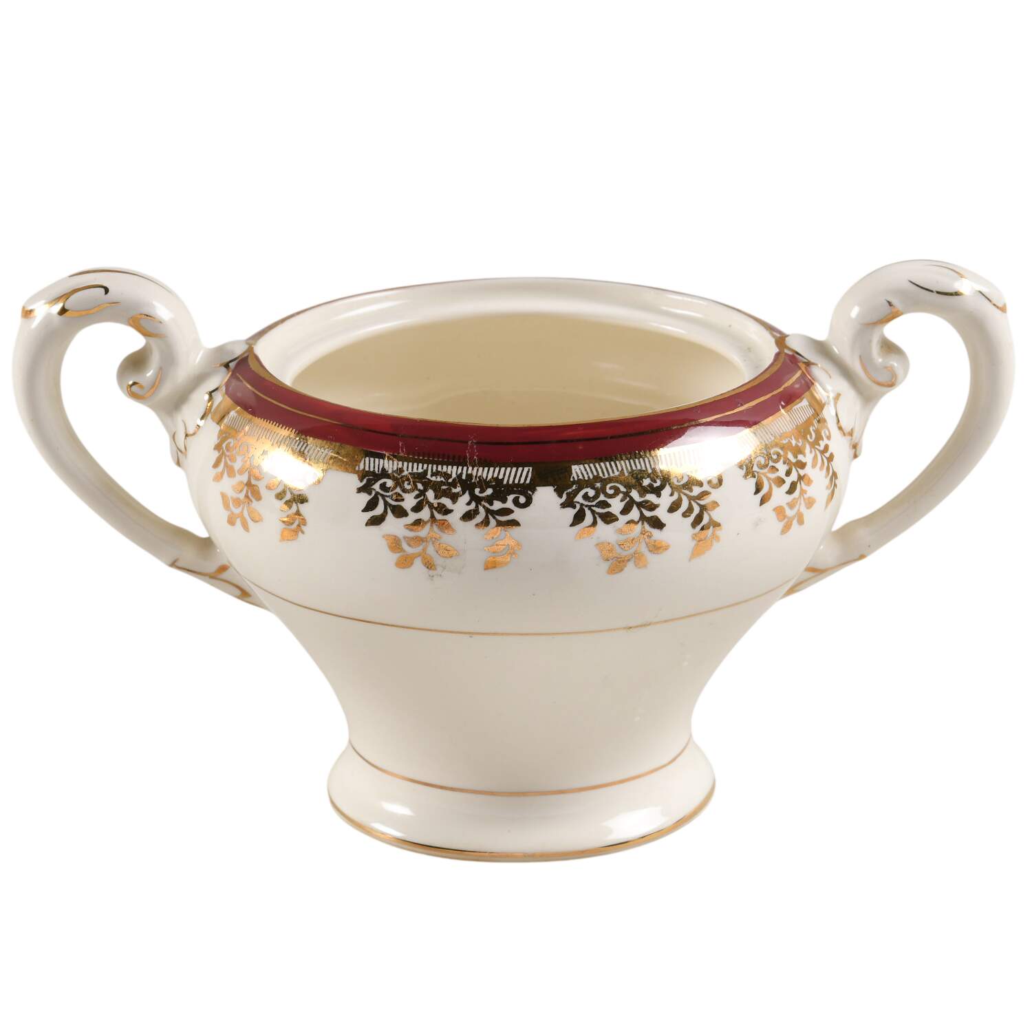 Royalty Maroon Band Sugar Bowl No Lid by Myott Staffordshire-1