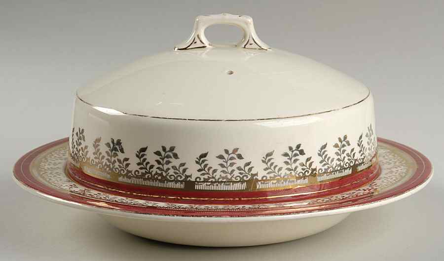 Royalty Maroon Band Muffin Dish & Lid by Myott Staffordshire-1
