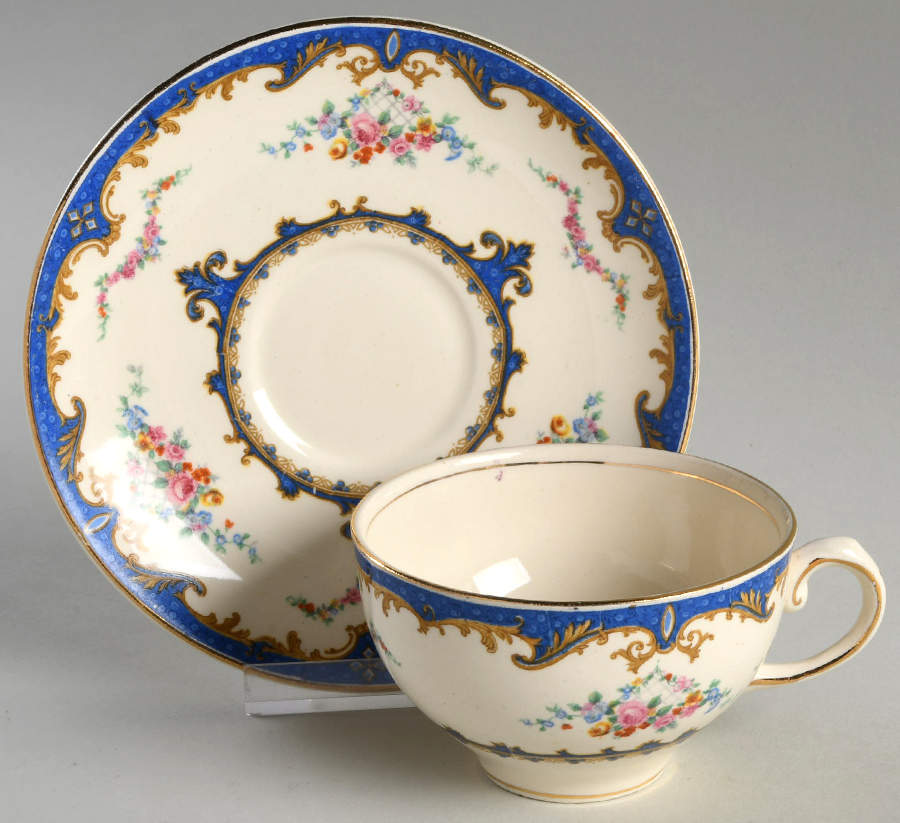 Sevres Blue Flat Cup & Saucer Set by Myott Staffordshire-1