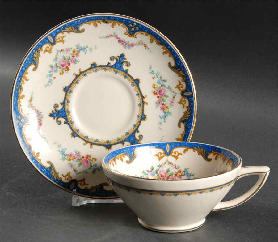 Sevres Blue Footed Cup & Saucer Set by Myott Staffordshire-1