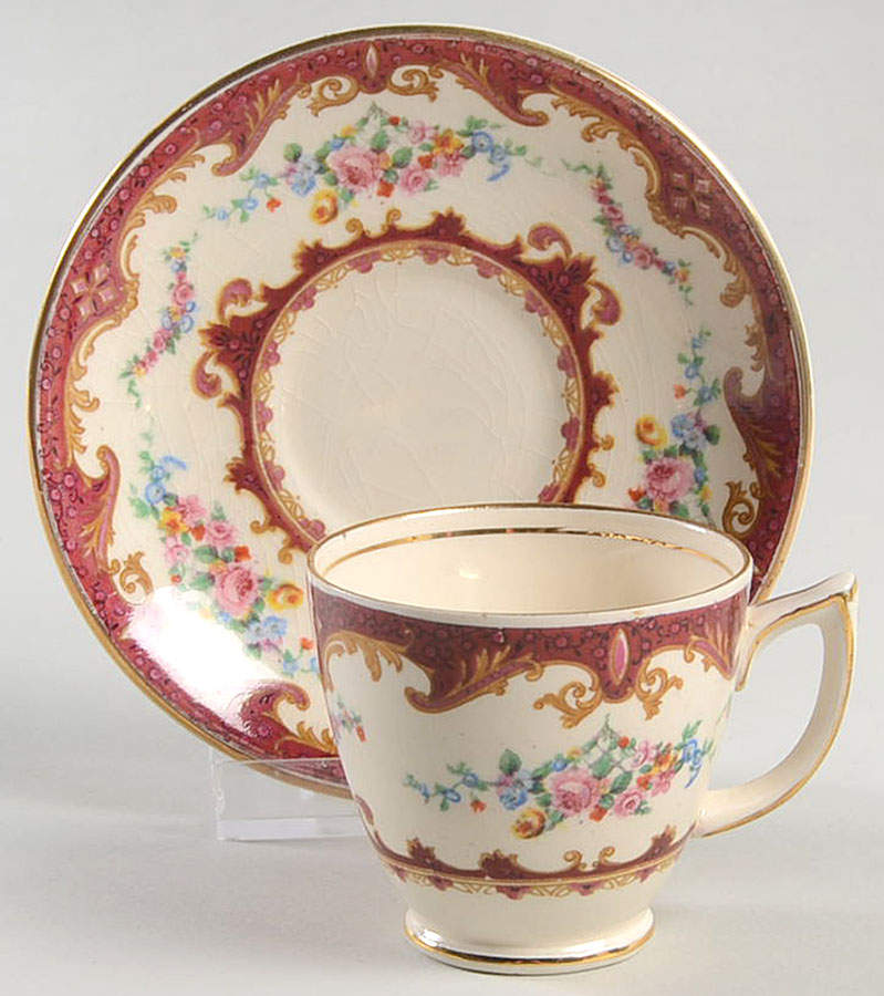 Sevres Red Footed Demitasse Cup & Saucer Set by Myott Staffordshire-1