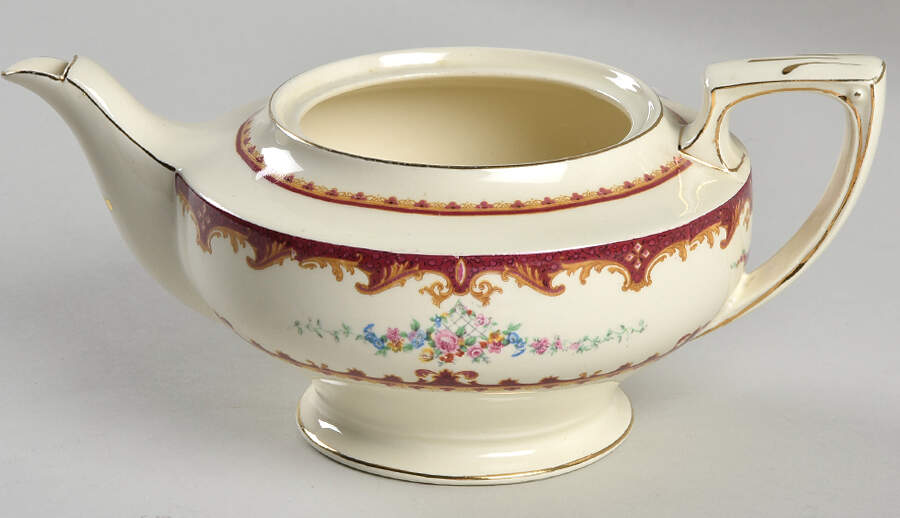 Sevres Red Teapot No Lid by Myott Staffordshire-1