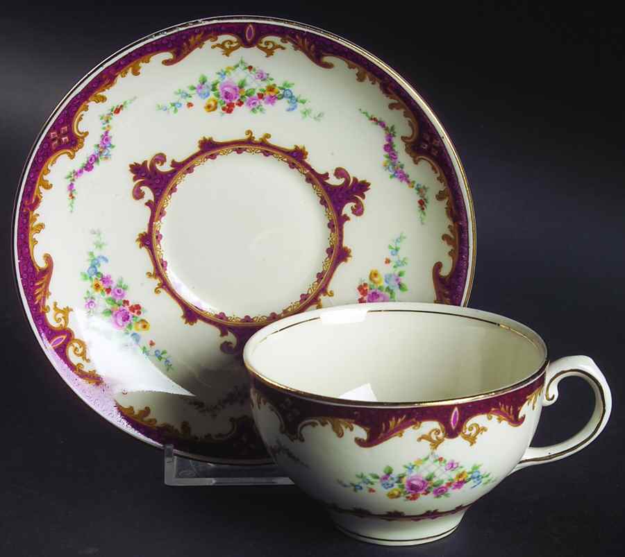 Sevres Red Flat Cup & Saucer Set by Myott Staffordshire-1