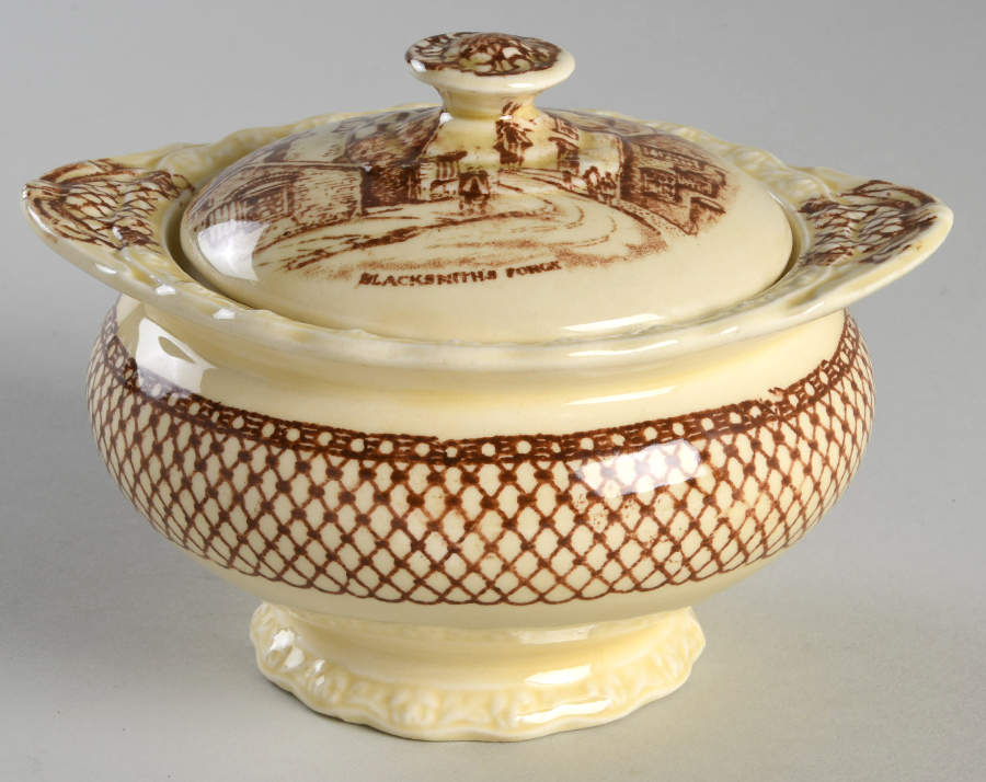 Shakespeare Land Sugar Bowl & Lid by Myott Staffordshire-1
