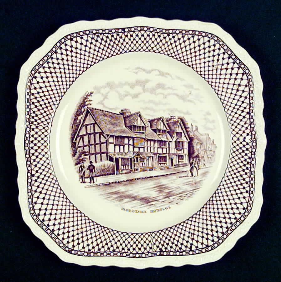 Shakespeare Land Square Salad Plate by Myott Staffordshire-1